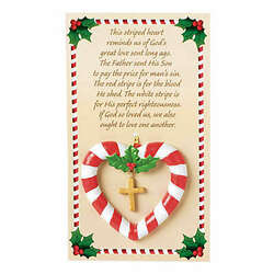 Item 291125 Candy Cane Heart and Cross Ornament With Card