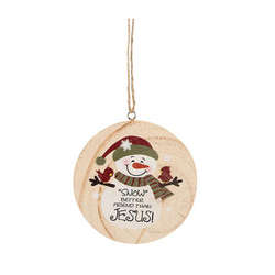 Item 291151 Friend In Jesus Snowman Wood Slice Ornament