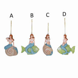Item 294400 Mermaid On Shell/Fish Ornament