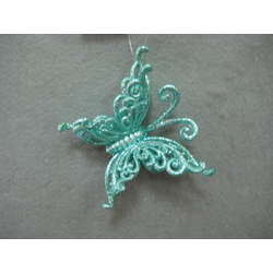 Item 302001 Aqua Glitter Butterfly With Clip-On Ornament