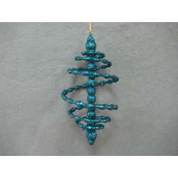 Item 302119 Prussian Blue Glittered Spiral Finial Ornament