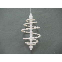 Item 302132 White Glittered Spiral Finial Ornament