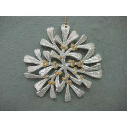 Item 302157 Champagne/Silver Holly Wreath Ornament