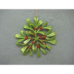 Item 302158 Apple Green/Red Holly Wreath Ornament