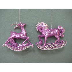 Item 302179 Taro/Silver Rocking Deer/Horse Ornament