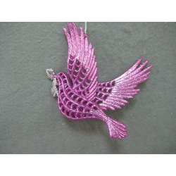 Item 302189 Taro Pink & Silver Lattice Dove Ornament