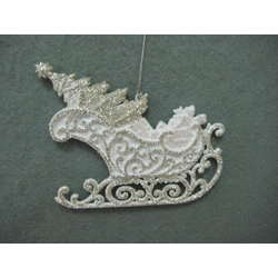 Item 302235 Iridescent White/Silver Sled Ornament