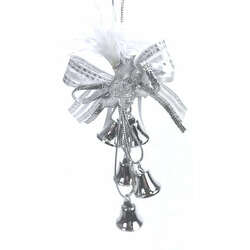 Item 302354 Silver Church Bell With Feather Ornament