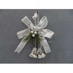 Item 303034 Silver Bells With Bow Ornament