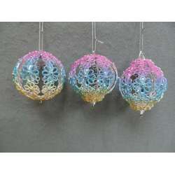 Item 303045 thumbnail Silver/Rainbow Flower Ball/Onion/Finial Ornament