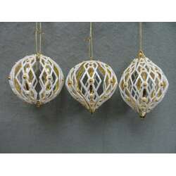 Item 303048 Gold/White Diamond Pattern Ball/Onion/Finial Ornament