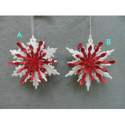 Item 303081 Iridescent/Red Snowflake Ornament