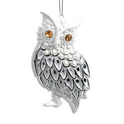 Item 303088 White/Silver Owl Ornament