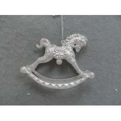 Item 303099 thumbnail Champagne Silver Rocking Horse Ornament