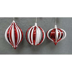 Item 303102 Red/White Finial/Ball/Onion Ornament