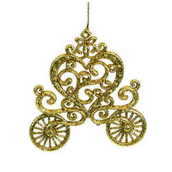 Item 303133 Gold Heart Carriage Ornament