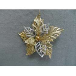 Item 303144 thumbnail Gold/Silver Poinsettia Ornament