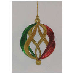 Item 312003 thumbnail 3-Tone Green/Gold/Red Spiral Ball Ornament