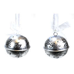 Item 312025 Silver Joy/Peace Jingle Bell Ornament