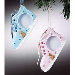 Item 312058 Baby's First Christmas Shoe Photo Frame Ornament