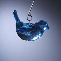 Item 312070 Dark Blue Faux Crystal Bird Ornament