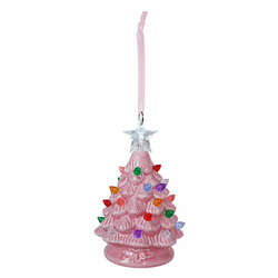 Item 322066 thumbnail LED Sugarplum Pink Pearlized Ceramic Tree Ornament