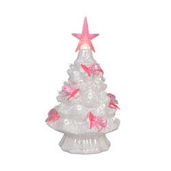Item 322076 thumbnail Iridescent White And Pink Bows LED Ceramic Tree
