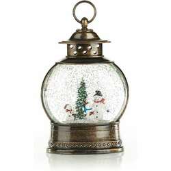 Item 322138 Black Lighted Snowman Family Snow Globe Lantern