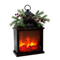 Item 322289 thumbnail Bronze Floral Christmas Fireplace Lantern