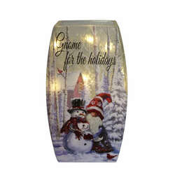 Item 322437 LED Gnome And Snowman Glass Vase