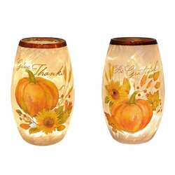 Item 322540 LED Fall Pumpkin Glass Vase