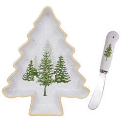 Item 322545 Pine Forest Snack Plate And Spreader