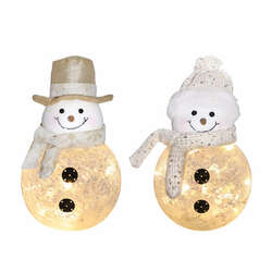 Item 322584 Lighted Glass Ivory Gold Snowman