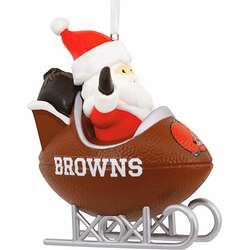 Item 333290 thumbnail Cleveland Browns Santa Football Sled Ornament