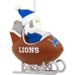 Item 333293 thumbnail Detroit Lions Santa Football Sled Ornament