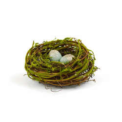 Item 340120 Glittered Champagne Bird's Nest With Eggs