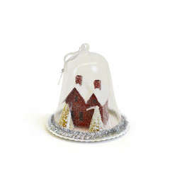 Item 340290 Battery Operated Lighted Farmhouse In Dome Ornament