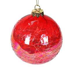 Item 351005 Fire Coral Red Threaded Ball Ornament