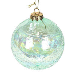 Item 351006 Sea Crystal Turquoise Threaded Ball Ornament