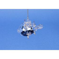 Item 351016 Blue Pufferfish With Glitter Sequins Ornament