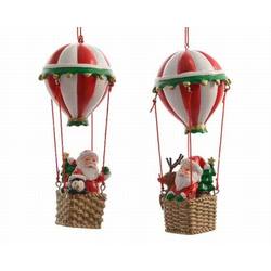 Item 360090 Santa With Penguin/Reindeer Hot Air Balloon Ornament 