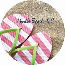 Item 364252 Myrtle Beach, SC Pink, White, & Green Flip Flops Car Coaster