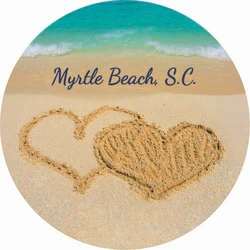 Item 364256 Myrtle Beach Hearts Drawn In Sand Car Coaster