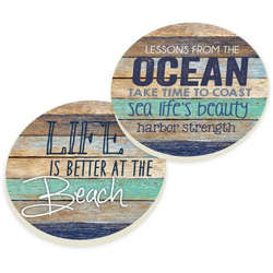 Item 364349 Life Better At Beach/Ocean Car Coasters 2 Pack