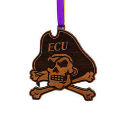 Item 367003 East Carolina University Pirates Logo Cutout Skull & Crossbones Ornament
