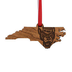 Item 367005 North Carolina State University Wolfpack State Map With Tuffy Head Ornament