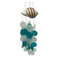 Item 396117 Shell Top Turquoise White Capiz Windchime