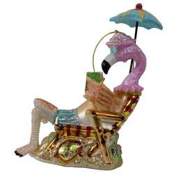 Item 396138 Flamingo in Beach Chair Christmas Ornament