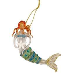 Item 396237 Mermaid Holding Starfish Glass Ornament