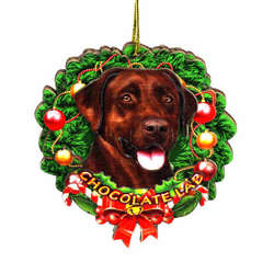 Item 398012 Chocolate Lab Wreath Ornament